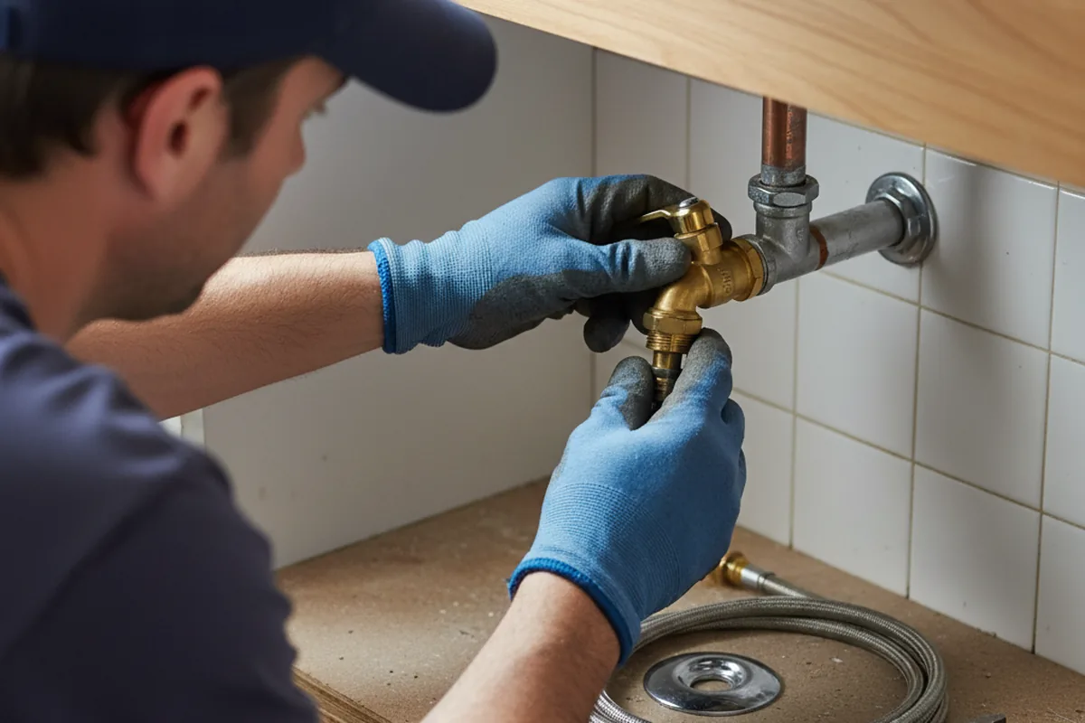 Shutoff valve and fitting work during Faucet and Fixture Repair in Woolwine